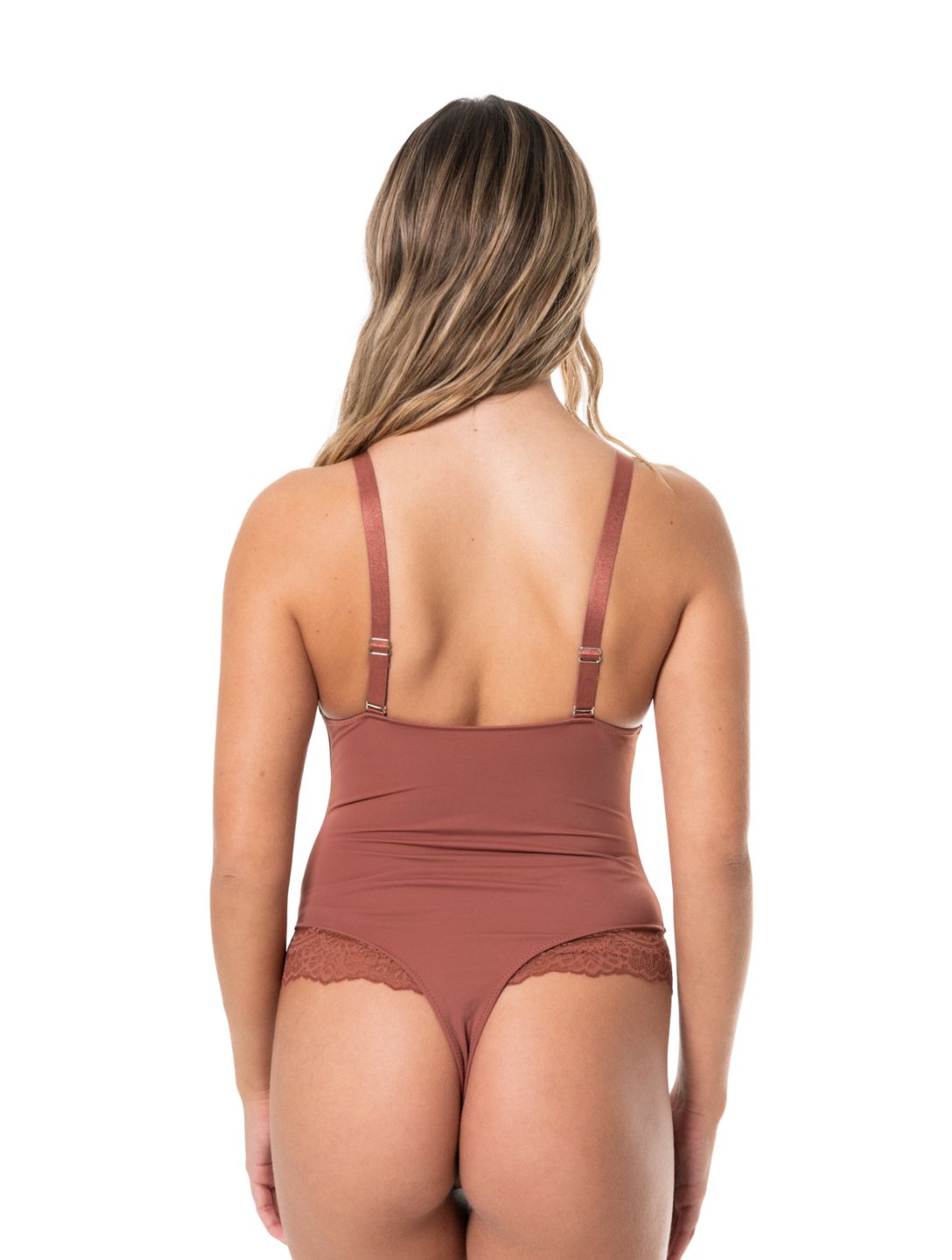 Elovia™ Body z dekoltem V i koronką